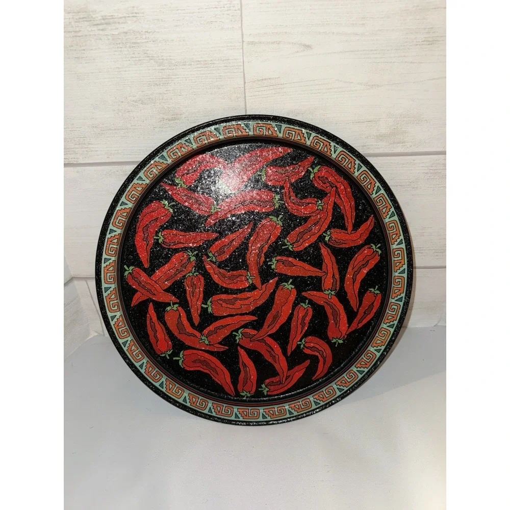 Vintage Potpourri Press Tray Round ‎ Hot Chili Peppers Nos